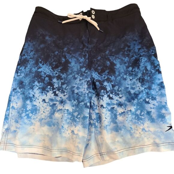 SPEEDO Swim Trunks‎ Tie Waist Ombre Water Print Size Men's L - Picture 1 of 13